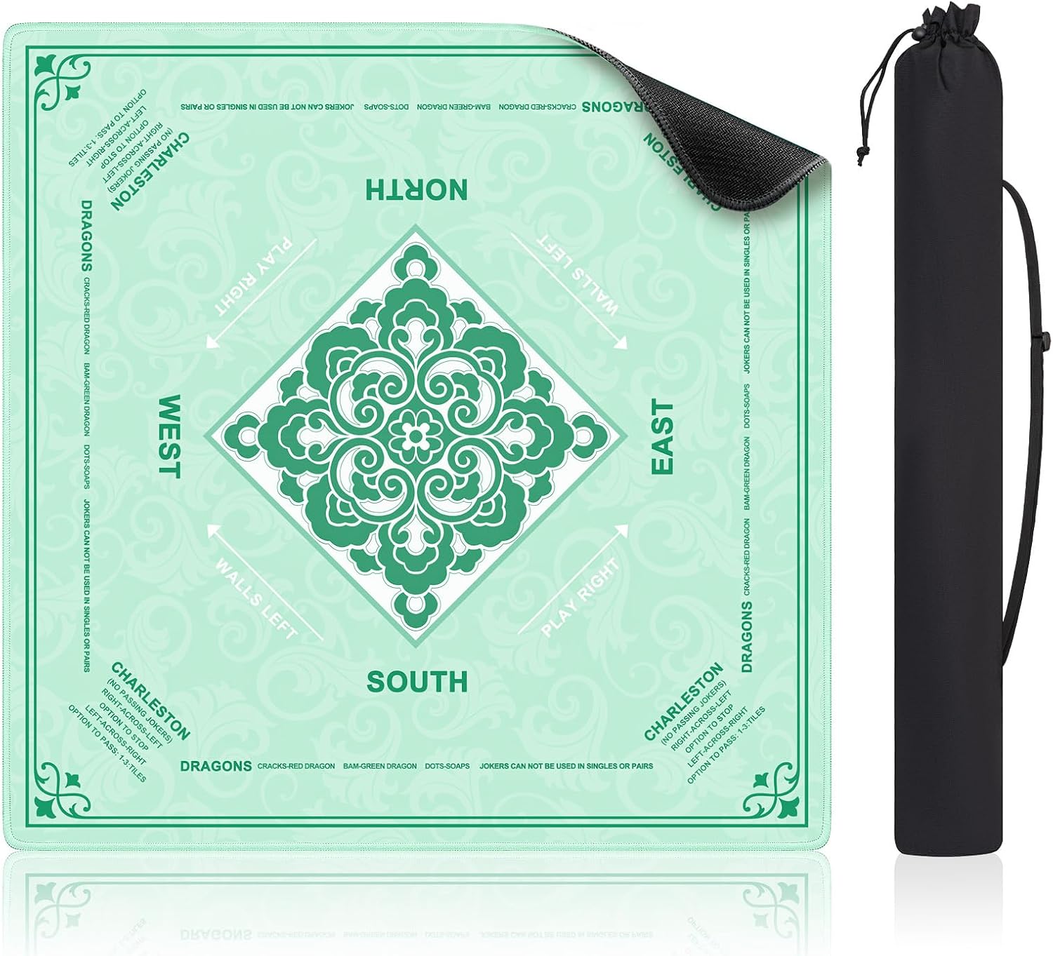 Shipped Rolled Mahjong Mat with Rule Without Creases, 32.5" x 32.5" thumbnail