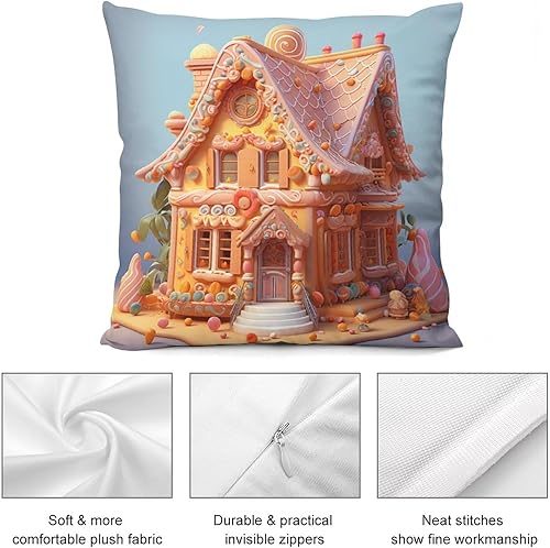 Miniatura 6 de Funda de cojín de 12 x 12 pulgadas, diseño de casa de jengibre con galletas de terciopelo para sofá, fundas de almohada para sofá, vacaciones de