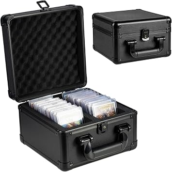 Graded Card Storage Box Trading Card Storage Box Portable Card Holder for PSA, BGS, SGC, CSG Slabs Top Loaders and Sports/MTG Trading Cards Black, 25x24x16cm