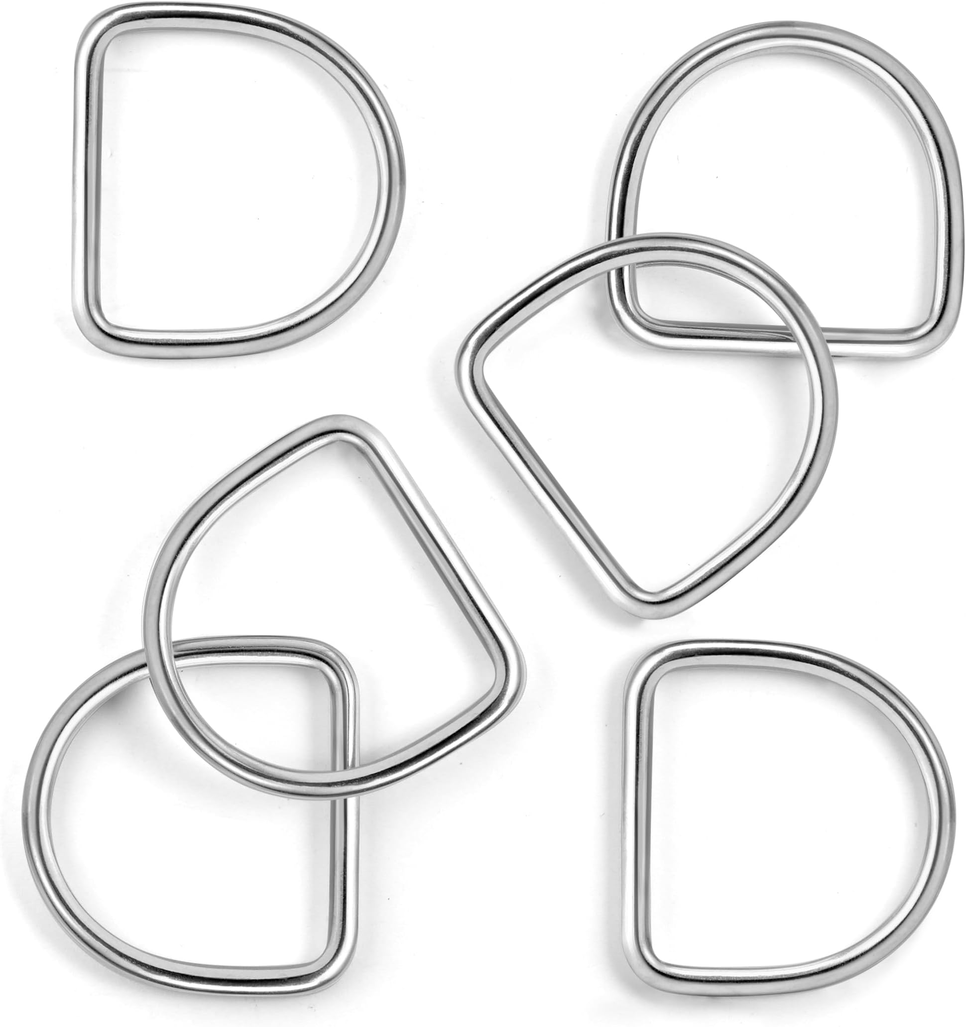 BEYOURD Welded Metal D Ring, Heavy Duty Solid Stainless-Steel Dee Rings