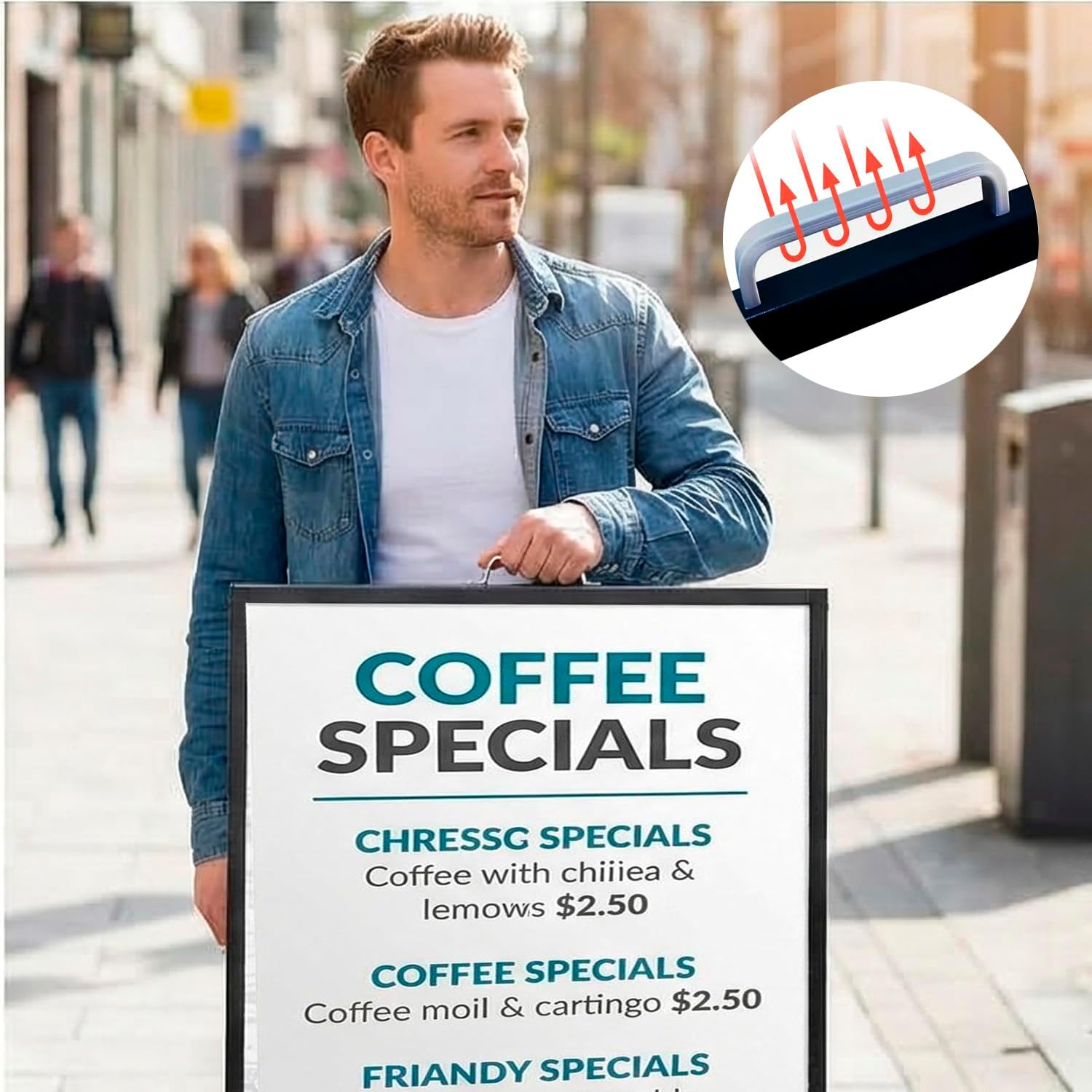 USCNC 3 PACK 24 x 36 Inch A Frame Sign Double-Sided Folding Sandwich Board Heavy Duty Slide-in Sidewalk Signboard for Outdoor Street Advertising Poster(Frame only，No white board)