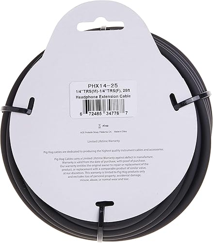 Miniatura 4 de Pig Hog PHX14-25 14" TRSF a 14" TRSM Cable de extensión para auriculares TRSM, 25 pies