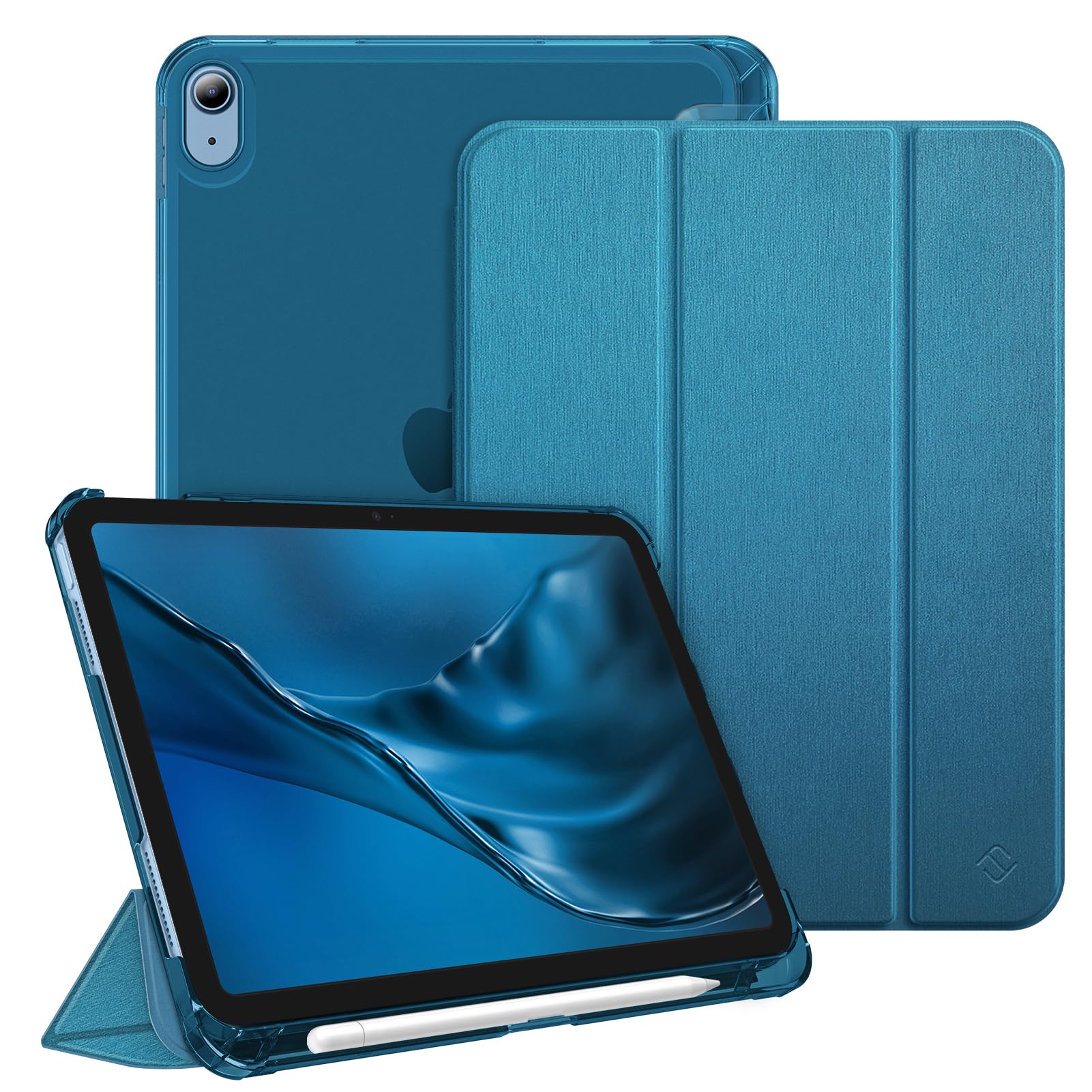 Fintie Case for iPad 10th Generation 2022 10.9 Inch with Pen Holder - Ultra Thin Lightweight Protective Case with Transparent Back and Auto Sleep/Wake Function, Satin Look Teal