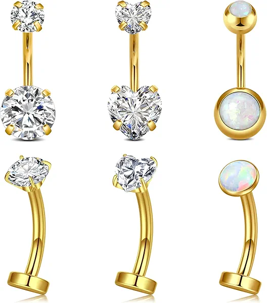Briana Williams Belly Button Ring Floating Belly Button Rings Clicker Belly Button Piercing Hypoallergenic Stainless Steel Belly Navel Rings Piercing Jewelry for Women 14g 10mm Silver Gold
