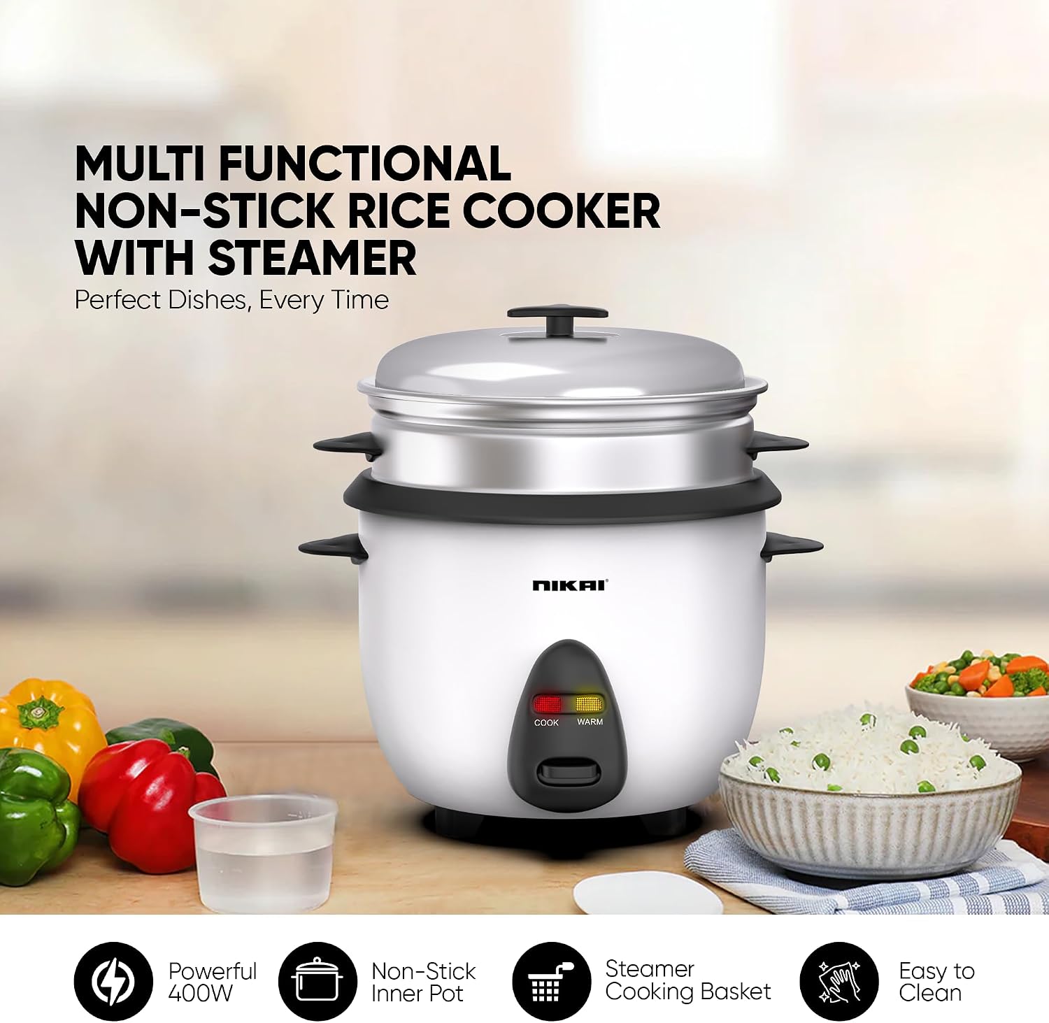 وعاء طبخ الأرز Nikai NR701A 400W مضاد للالتصاق وعاء طبخ الأرز Nikai NR701A 400W مضاد للالتصاق