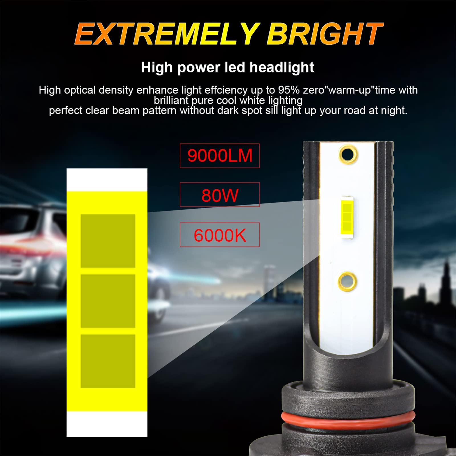 Lampadine Per Fari A LED, 55W 10000 Lumen Kit Di Conversione Per Fari A LED Super Luminosi 6000K Bianco Freddo IP68 Impermeabile, Confezione Da 2,H7