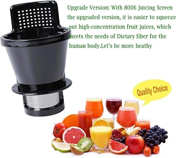 8006 Juicer Replacement Parts Compatible with Omegae 8006 8005 8004 8003 Slow Masticating Juicer Contains 1x Juicer Screen & 1x Auger