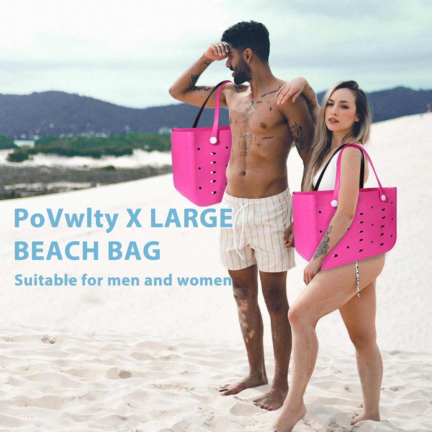 Rubber Beach Bag for Men & Women, Water-resistant Travel Tote Bag for the Beach Boat Pool - Image 2