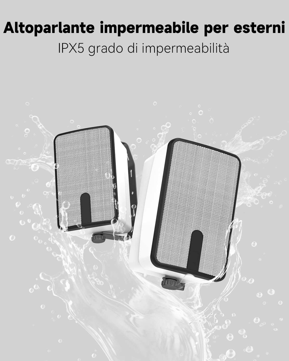 Plyee Audio 250W Altoparlanti Bluetooth Esterni, Sincronizzazione Wireless tra Altoparlanti, IPX5 Impermeabile, Montaggio a Parete per Patio, Veranda, Gazebo, Garage, Confezione da 2 (MZ-632)