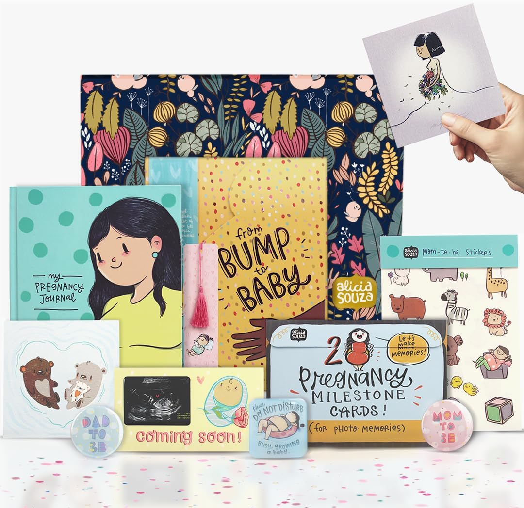 Pregnancy Journal Gift Box Set – Hardcover Baby Bump Planner with Stickers, Milestone Cards, Ultrasound Frame & Keepsakes – Mom to Be & Dad to Be Gifts – Pregnancy Memory Book Organizer