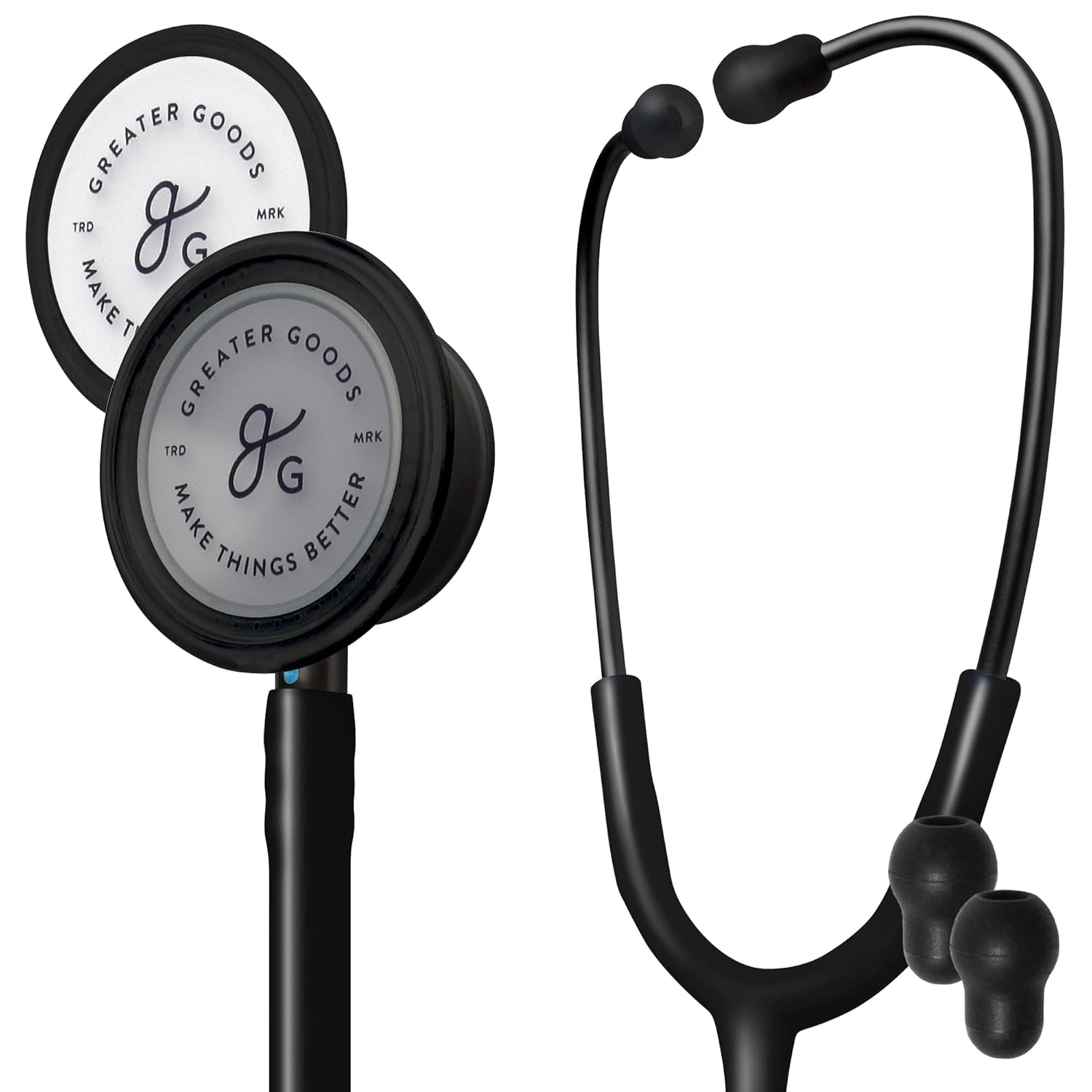 Greater Goods Dual Head Stethoscope (Triple Black) and Clinically Accurate All-in-One Sphygmomanometer (Gray)