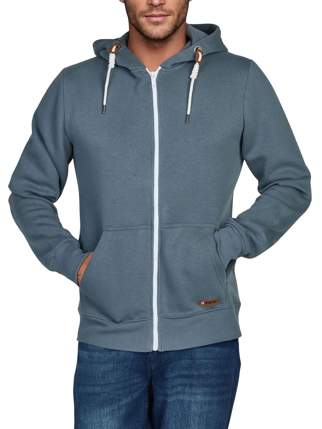 riverso Sweatjacke Herren mit Kapuze Reißverschluss Regular Fit RIVThilo | Kapuzenjacke Grau Braun Grün Rot Blau Schwarz Beige S M L XL XXL 3XL 4XL 5XL