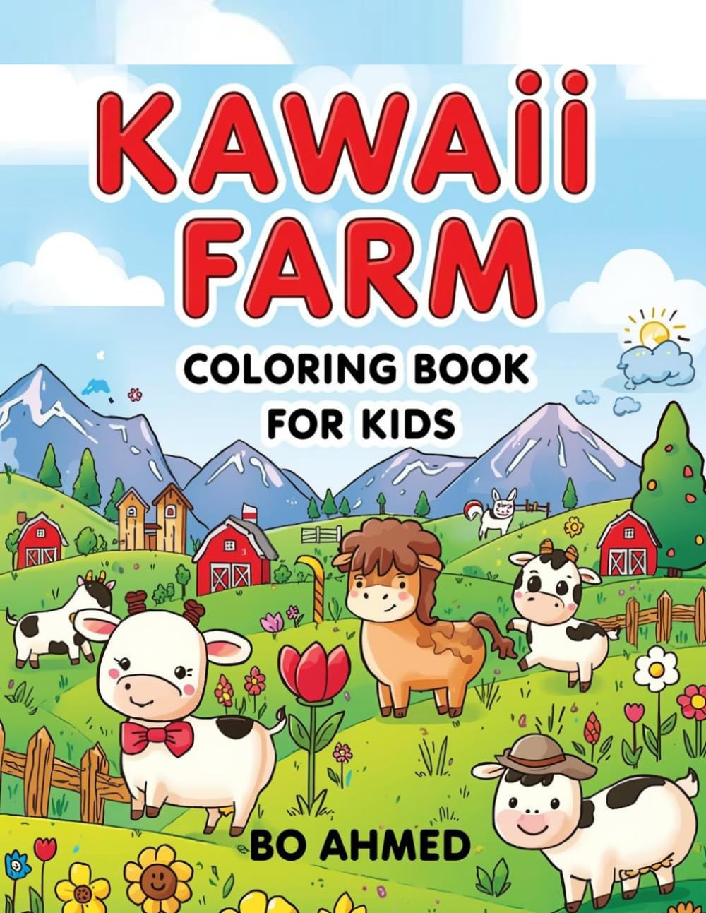 Kawaii Farm Coloring Book For Kids: Cute and Adorable Animals with Easy Coloring Pages for Boys and Girls (Kawaii Cute Coloring Series)
