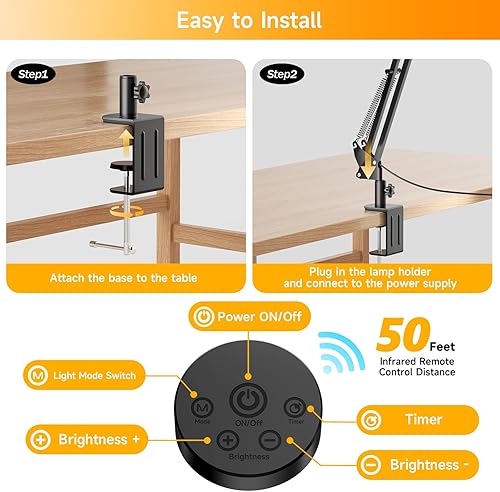 Miniatura 3 de SKYLEO Lámpara de escritorio LED para oficina en casa, luz de escritorio ultra brillante de 2400 lúmenes, lámpara de escritorio para cuidado de los
