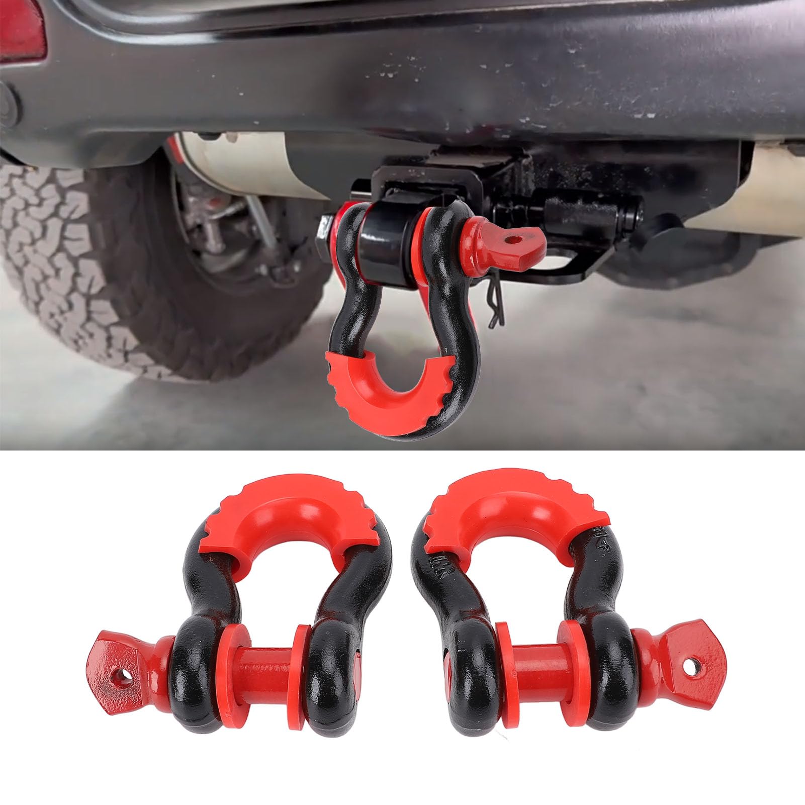 Generic Szekla Automatyczna z Pierścieniem D ze Stali Węglowej 8800LBS Heavy Duty do Samochodów Ciężarowych Typu SUV, Czarna z Czerwonymi Osiami