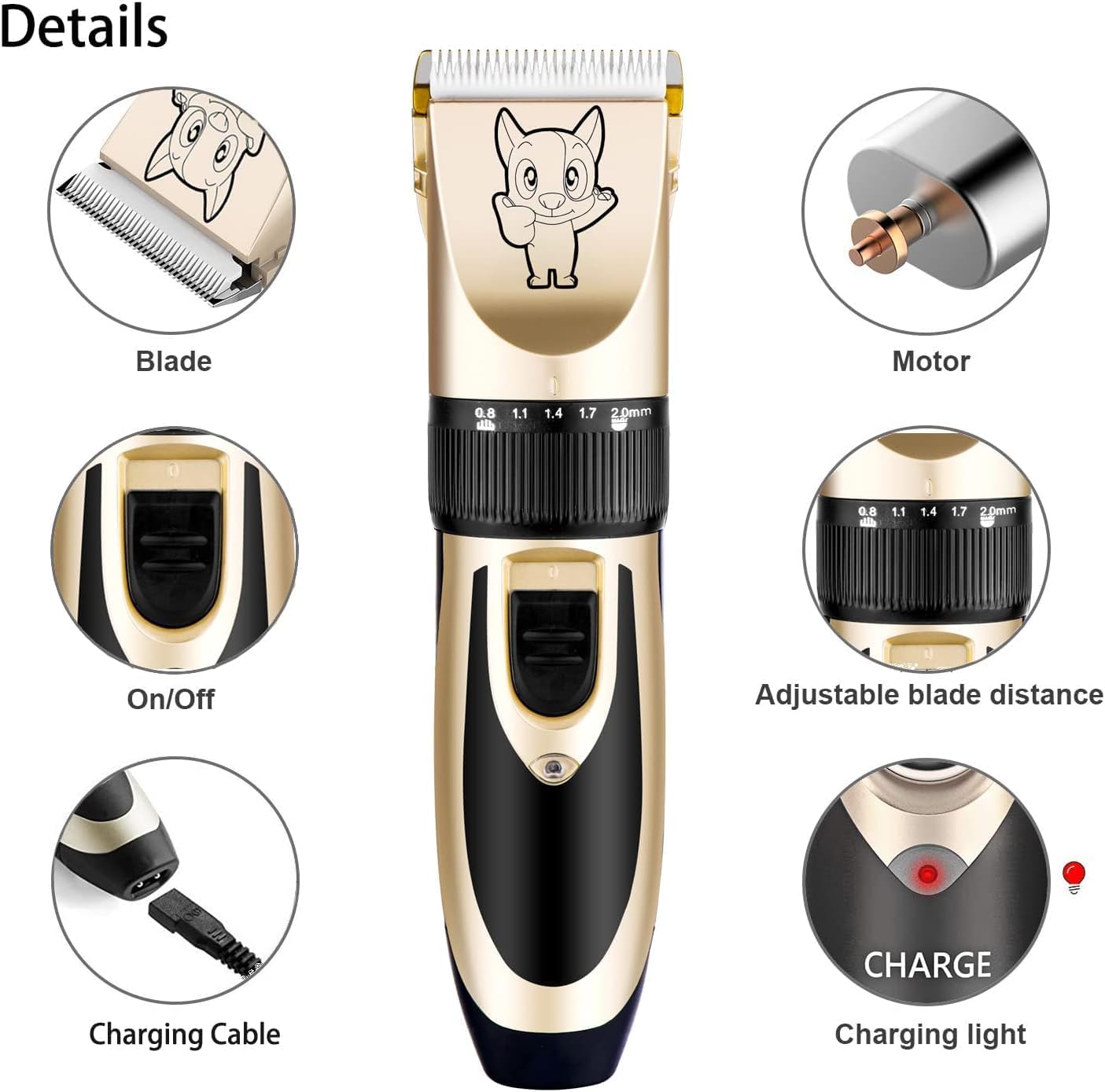 Dog & Cat Hair Trimmer Kit - Cordless & Quiet -2 Dog & Cat Hair Trimmer Kit - Cordless & Quiet -2