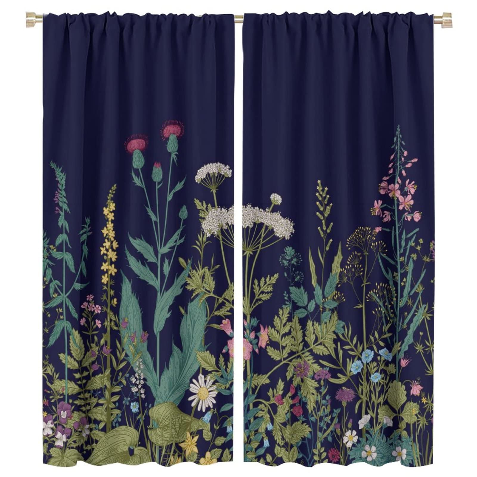 Cortinas opacas florales para bloquear la luz del sol en salones y dormitorios