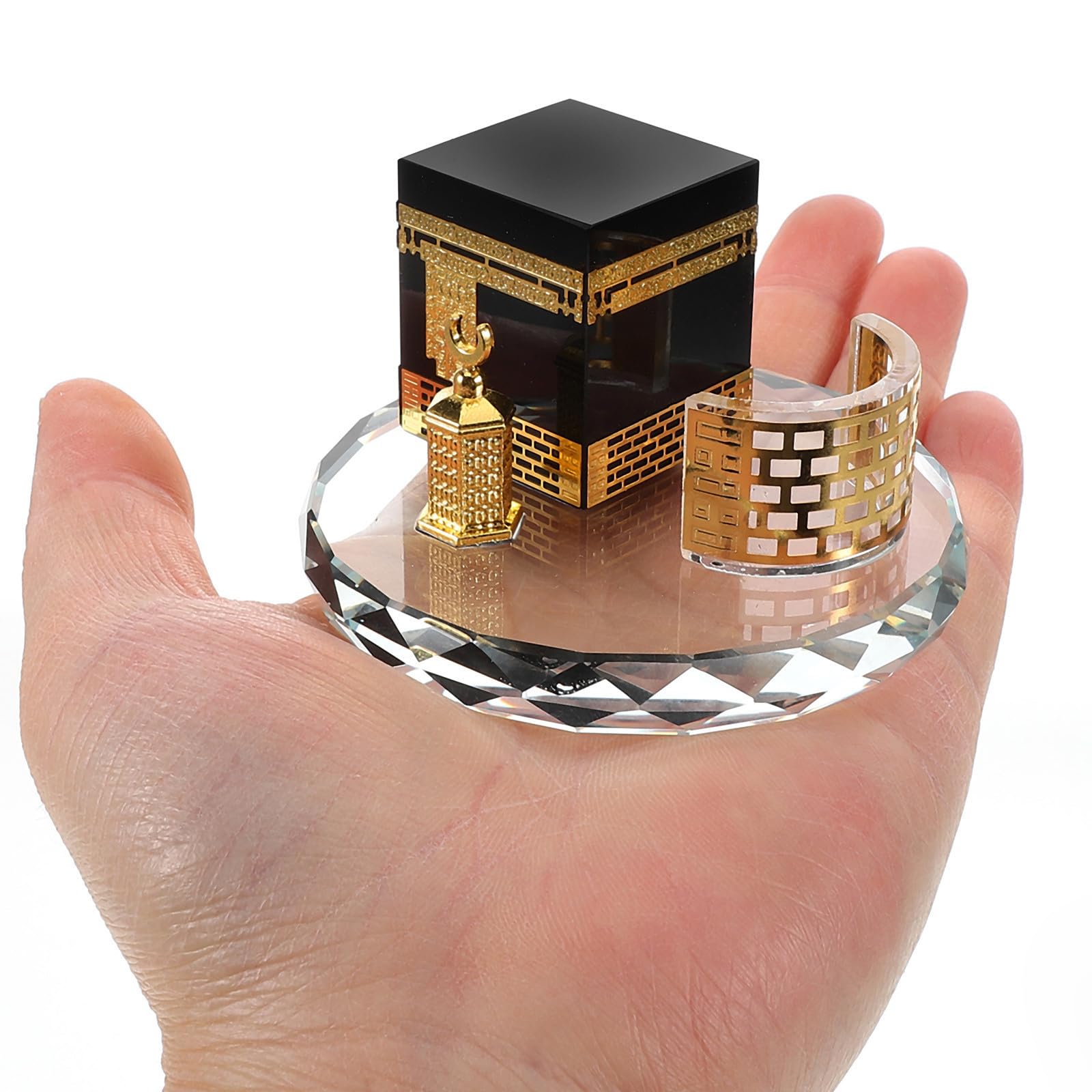 HOMSFOU Conjunto de Tres Piezas Kaaba Redonda de Cristal para Decoración