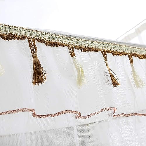 Miniatura 4 de JQWUPUP Cortinas de cama con dosel, mosquitera de 4 esquinas con volantes princesas, dosel de cama para niñas y niños, cuna, decoración de