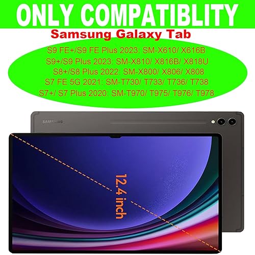 Miniatura 2 de SUYOOULIN Funda de teclado para Samsung Galaxy Tab S9 Plus S9+ de 12.4 pulgadas 2023 (SM-X810X816BX818U) con soporte para bolígrafo S, funda de