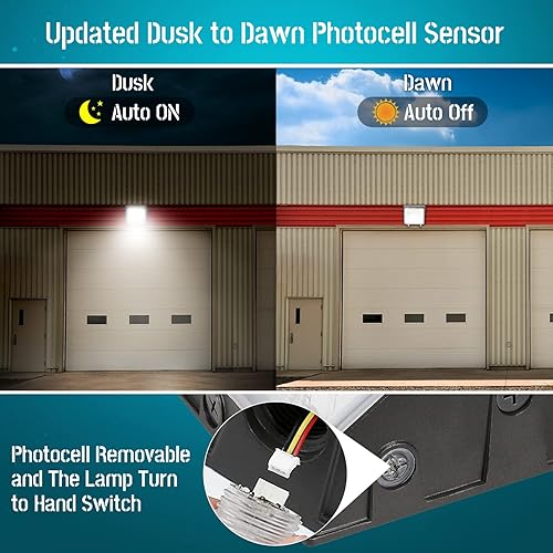 Miniatura 3 de HiBay Luces de pared para exteriores de 80 W, 60 W, 40 W, del anochecer al amanecer, paquete de luz LED 3CCT con sensor de fotocélula, iluminación