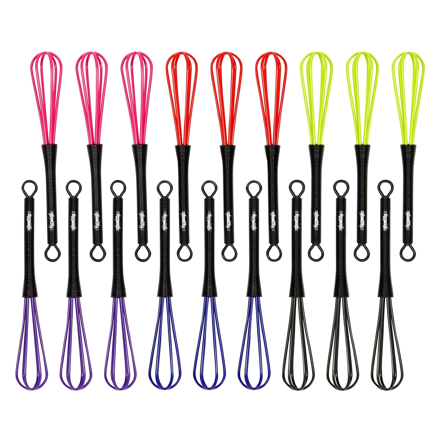 18 Pack Mini Silicone Whisks for Hair Dye with Clear Storage Container (6 Assorted