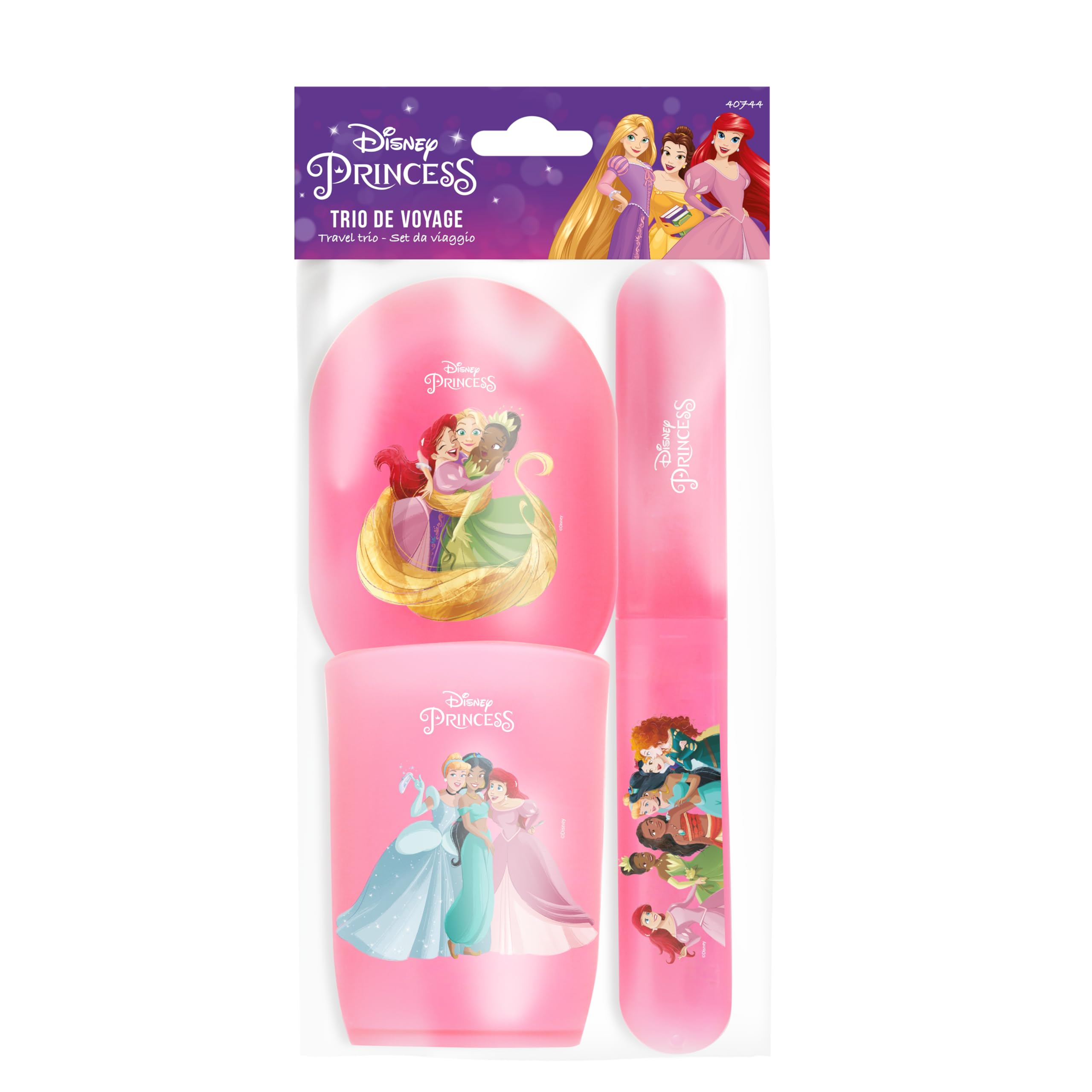 DISNEY Princesses - Trio of Cups - Toothbrush Case - Tumbler - Soap Case - Official Product