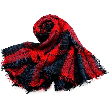 Cozy Large Trendy Womens Warm Fall Winter Plaid Blanket Scarf