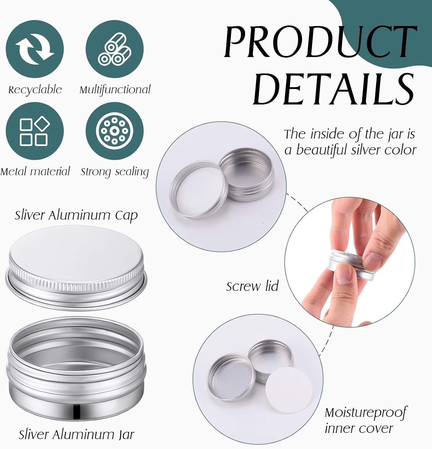 300 Pcs 0.5 oz Salve Tins with Lids Bulk Lip Balm Containers Round Metal Containers with Screw Top Lids Aluminum Silver Tin Cans for DIY Salve Candle