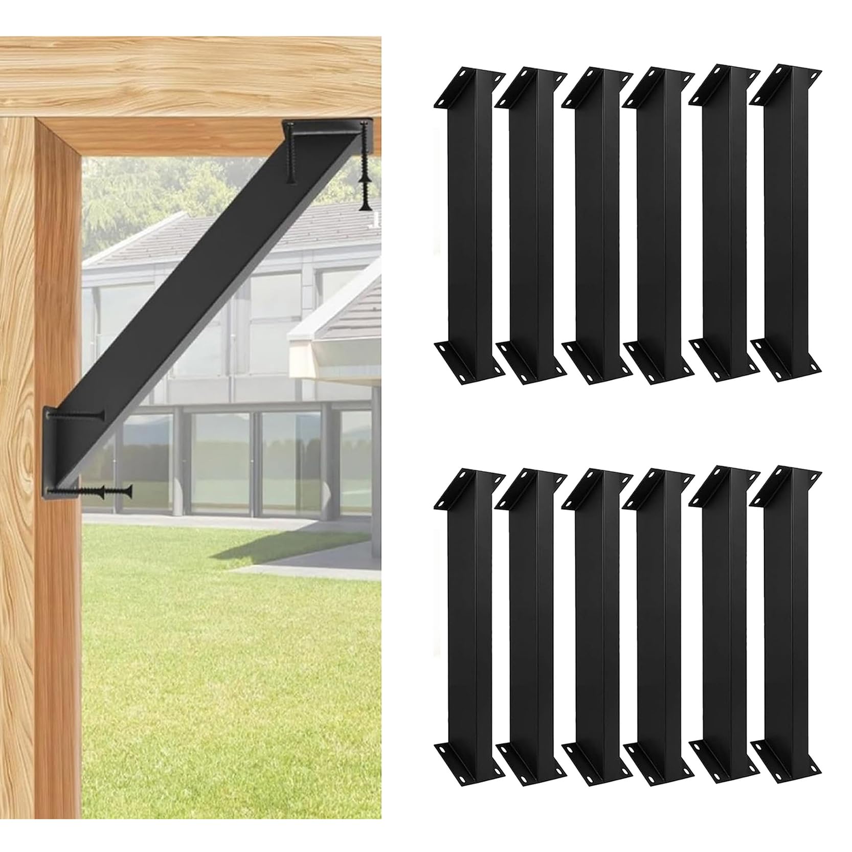 LQSYBHD 45 Degree Angle Support Bracket Pergola Kit Heavy Duty Connector Brace Bracket Kit Angle Corner Braces Inside Joint for wooden posts and beams office ledge pergola(Size:12pcs)