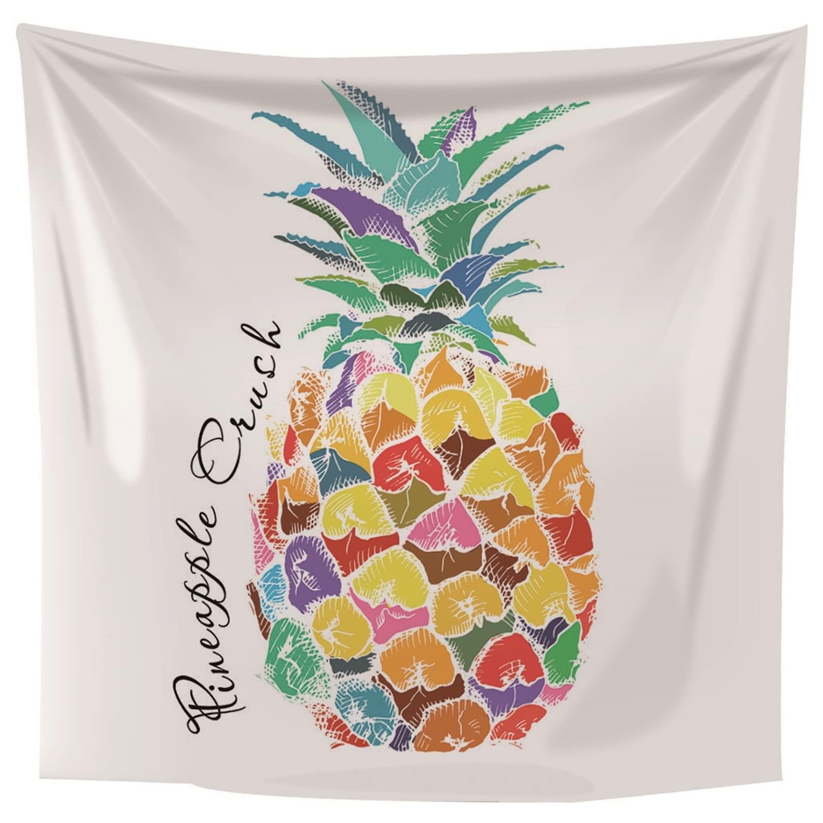 Lieson Wandteppich Ananas, Wandtücher Weiß Bunt Wandteppiche für Wohnzimmer Wohnheim Heimdekoration, 260x240CM