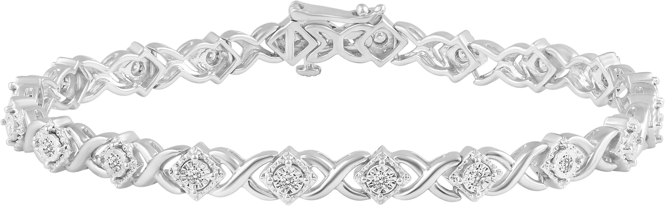 1/2 Carat tw Natural Diamond XO Tennis Bracelet in 925 Sterling Silver