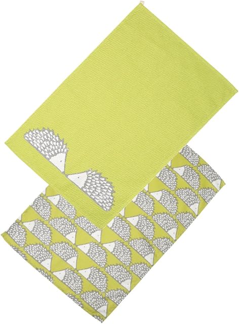 Spike The Hedgehog Set Of 2 Green Tea Towels By Scion Living