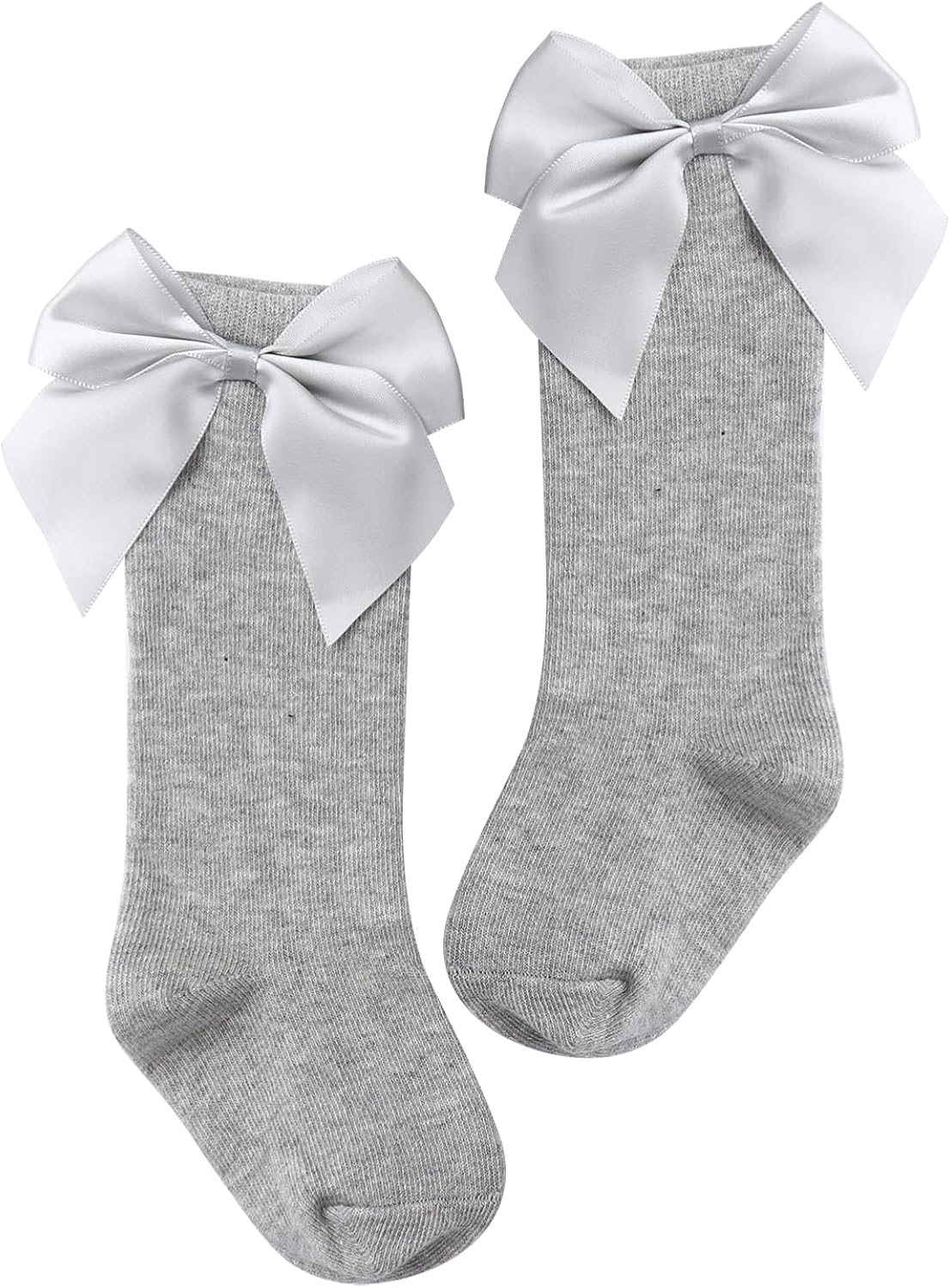 Infants Baby Girls Soft Princess Bowknot Knitted Dress Socks Over Knee High Stockings