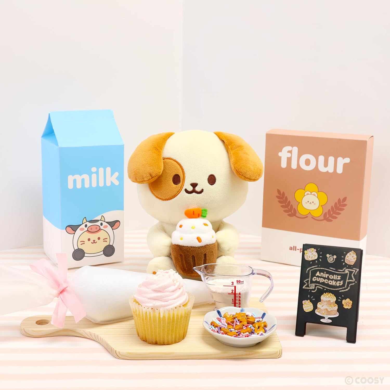 Anirollz Stuffed Animal Plush Toy – 8" Medium Sitting Plush Doll Soft, Squishy, Warm, Cute, Comfort, Safe Birthday Puppy Dog Character with Carrot Cupcake Puppiroll