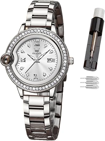 OLEVS Womens Watch, Small Wrist Rose Gold Diamond Dial Ladies Quartz Watch, Fashion Noctilucent Waterproof Analog Watch for Women