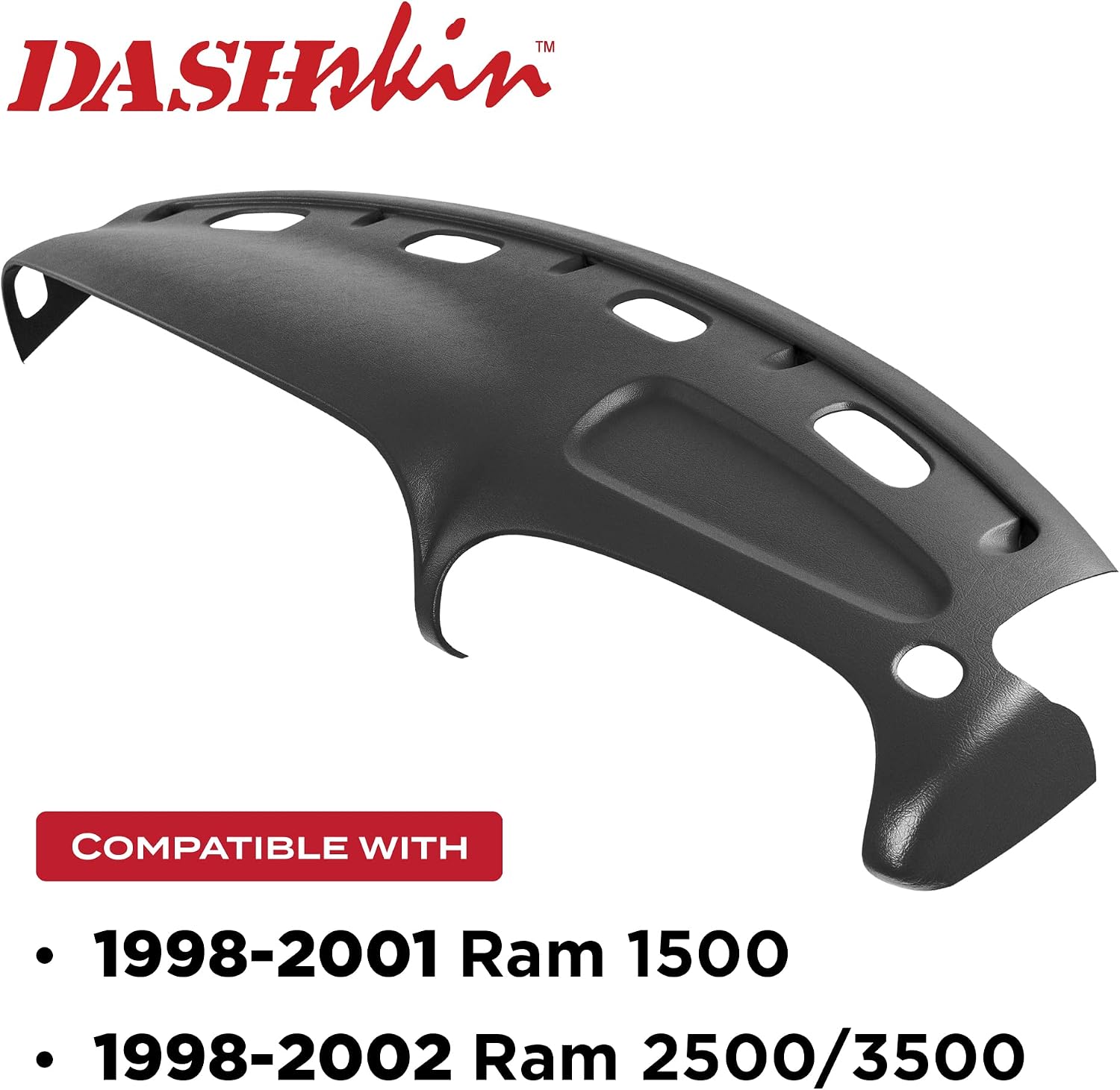 DashSkin American Made Molded Dash Cover Compatible with 98-01 Dodge Ram 1500 (98-02 Ram 2500/3500) in Universal Black - Easy Second Gen Cracked Dashboard Fix