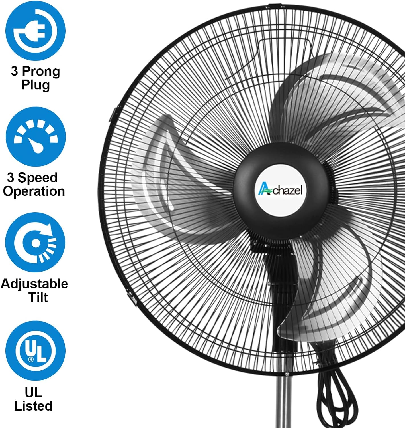 18" High Velocity Pedestal Oscillating Fan, 3900 CFM 3-Speed Heavy Duty Metal Standing Shop Fan with Aluminum Blades for Commercial and Garage