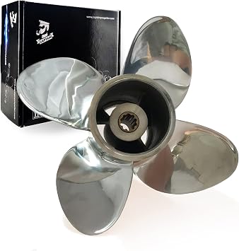 Boatman 9.9x10 Outboard Motor Propeller Stainless Steel fit Yamaha Boat Engines 20-30 Hp,10 Spline Tooth,RH,4 Blade