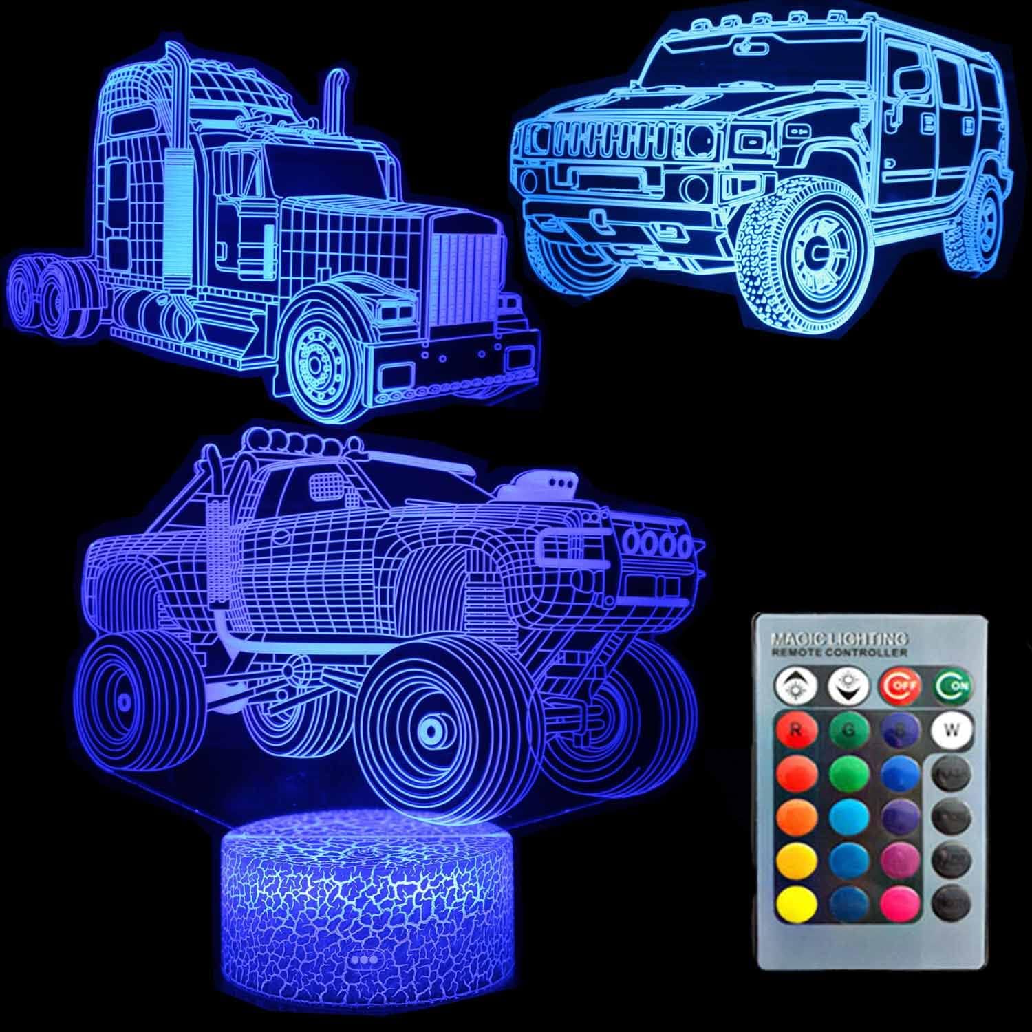 3D イリュージョン 車 自動車 ナイトライト 3パターン 16色変化 装飾 ランプ デスク テーブル ナイトライト ランプ 子供