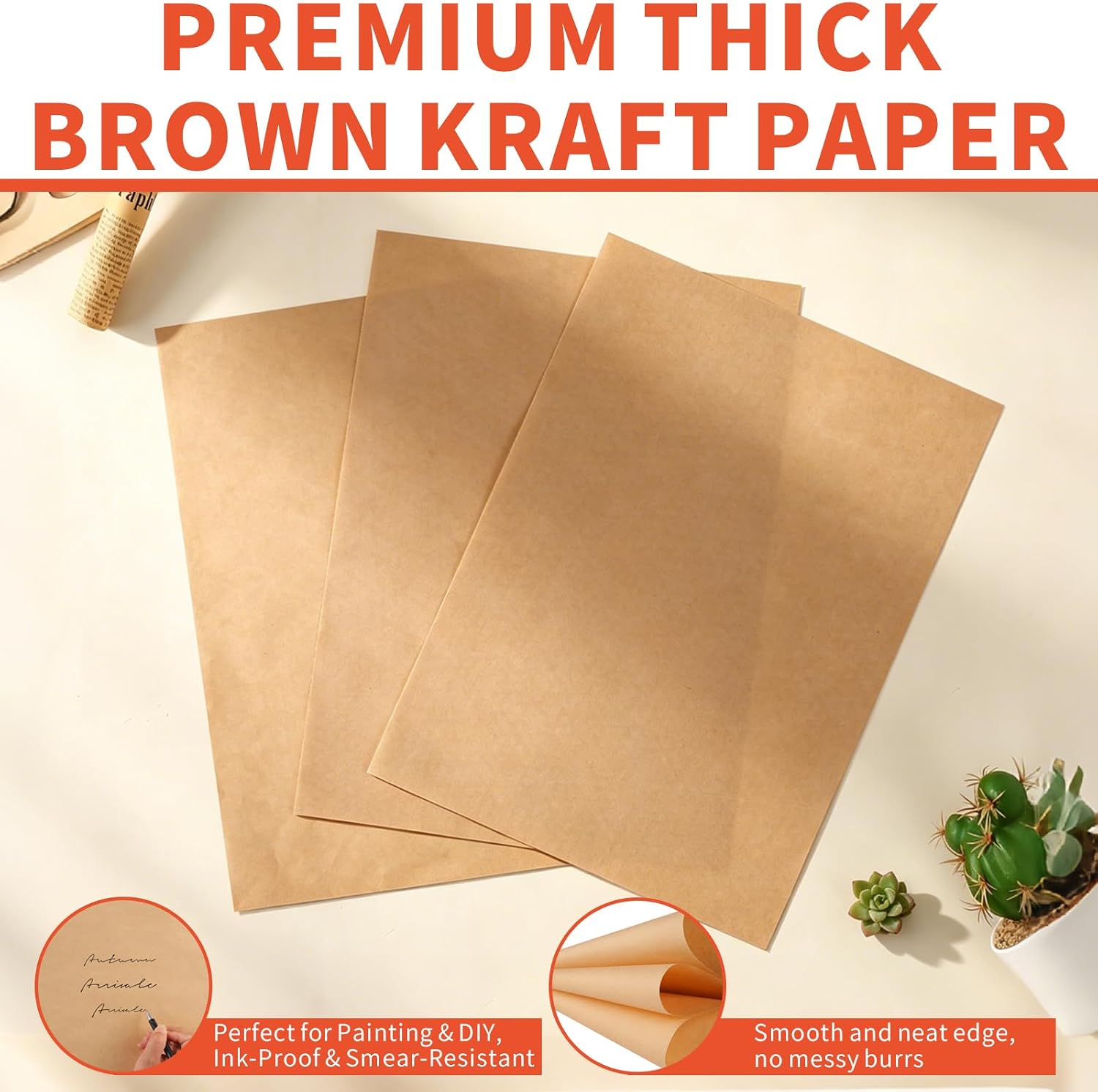 Kraft Paper Sheets, 83 PCS Packing Paper Sheets, 14.5" x 11" Sheet Size Craft Paper, Durable Packing Paper, Foldable Shipping Paper for Shipping, Packaging, DIY, Moving(Brown)