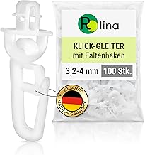 Klick-Gleiter Curtain Hooks for Curtain Rail with 3.2-4 mm Inner Rail, Curtain Hooks Long, Also for Caravan, Motorhome, Caravan, Truck, Pack of 100, Made in Germany