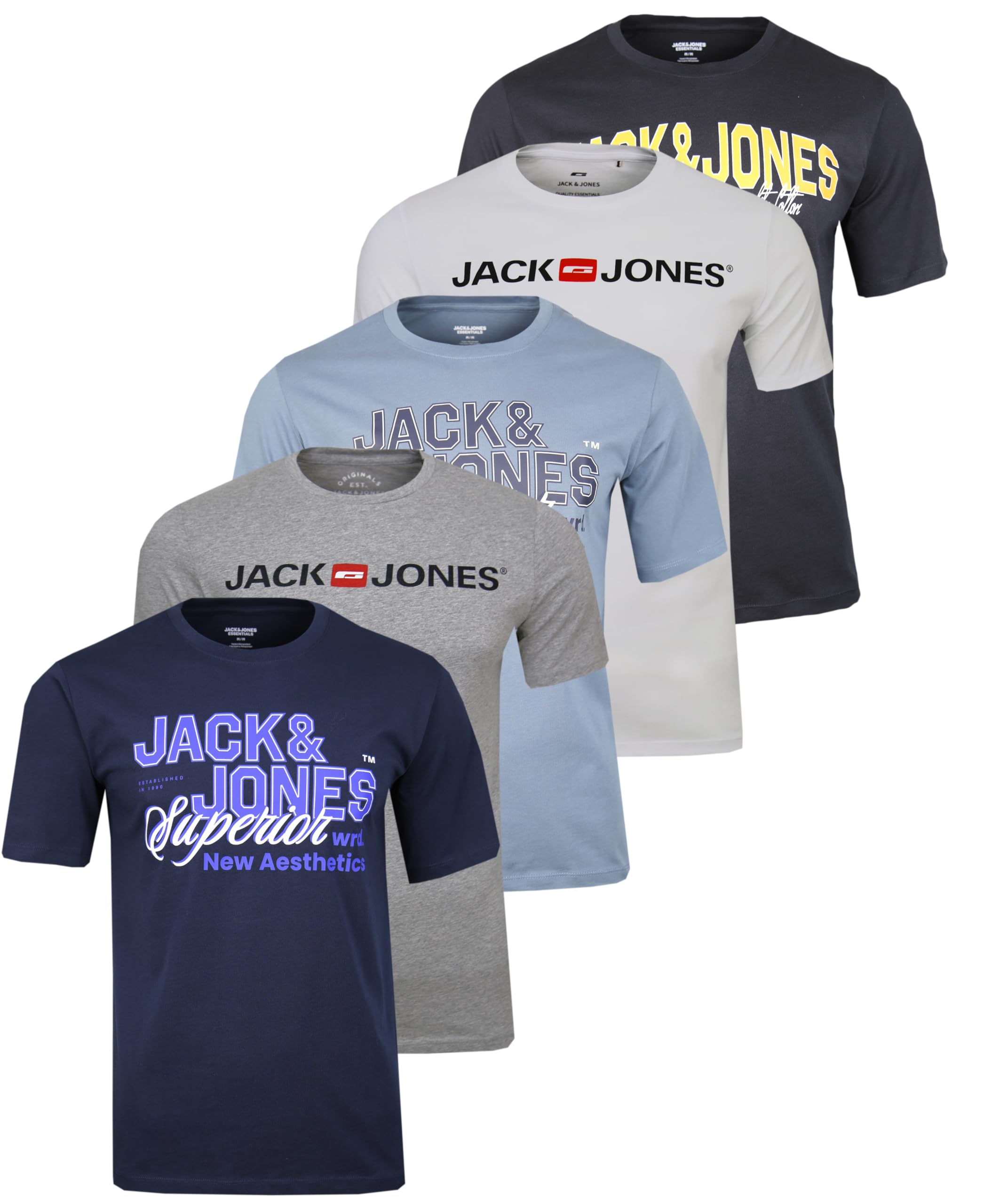 JACK & JONES Herren T-Shirt Logo 5PK