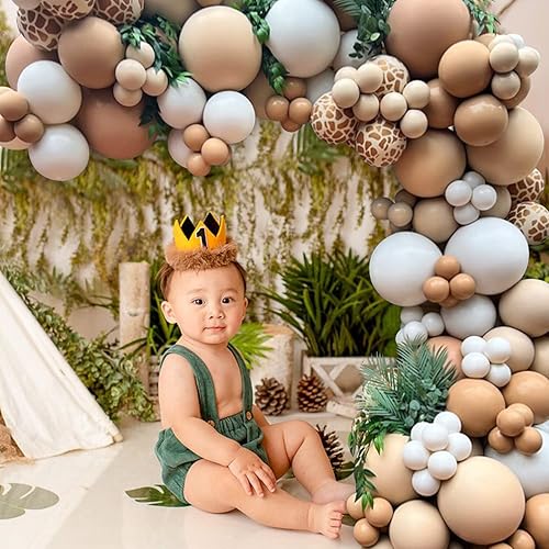 Miniatura 7 de Kit de arco de guirnalda de 137 globos marrones, globos nude de doble relleno, marrón, marrón, macarrón, gris, jirafa, globos para decoración de
