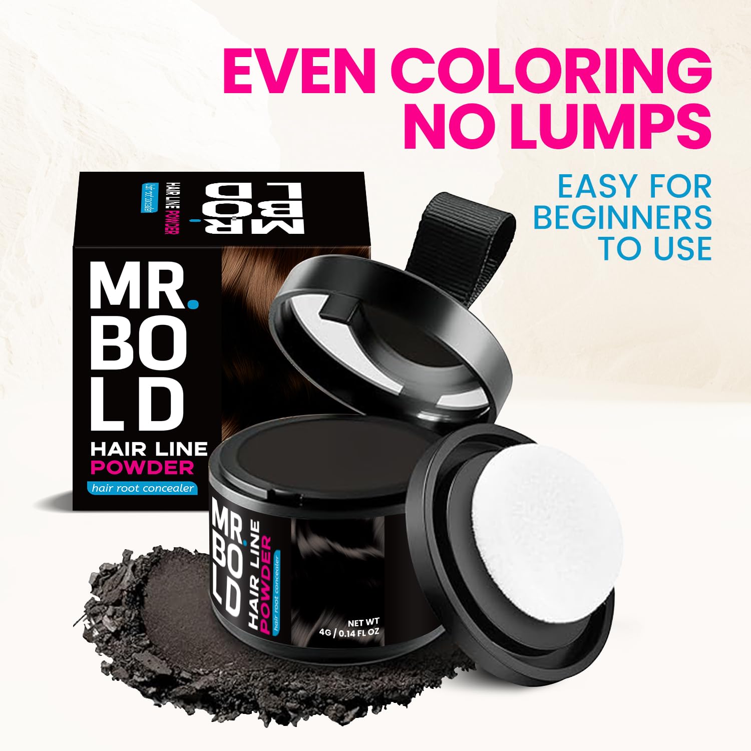 Mr Bold Hairline Powder - Instantly Hair Color Shadow Cover Gray Hair Root Touch Up DARK BROWN Hair Color for Gray Coverage, Hair Shadow Toppers for Women & Men, Thin Hair Powder 4g