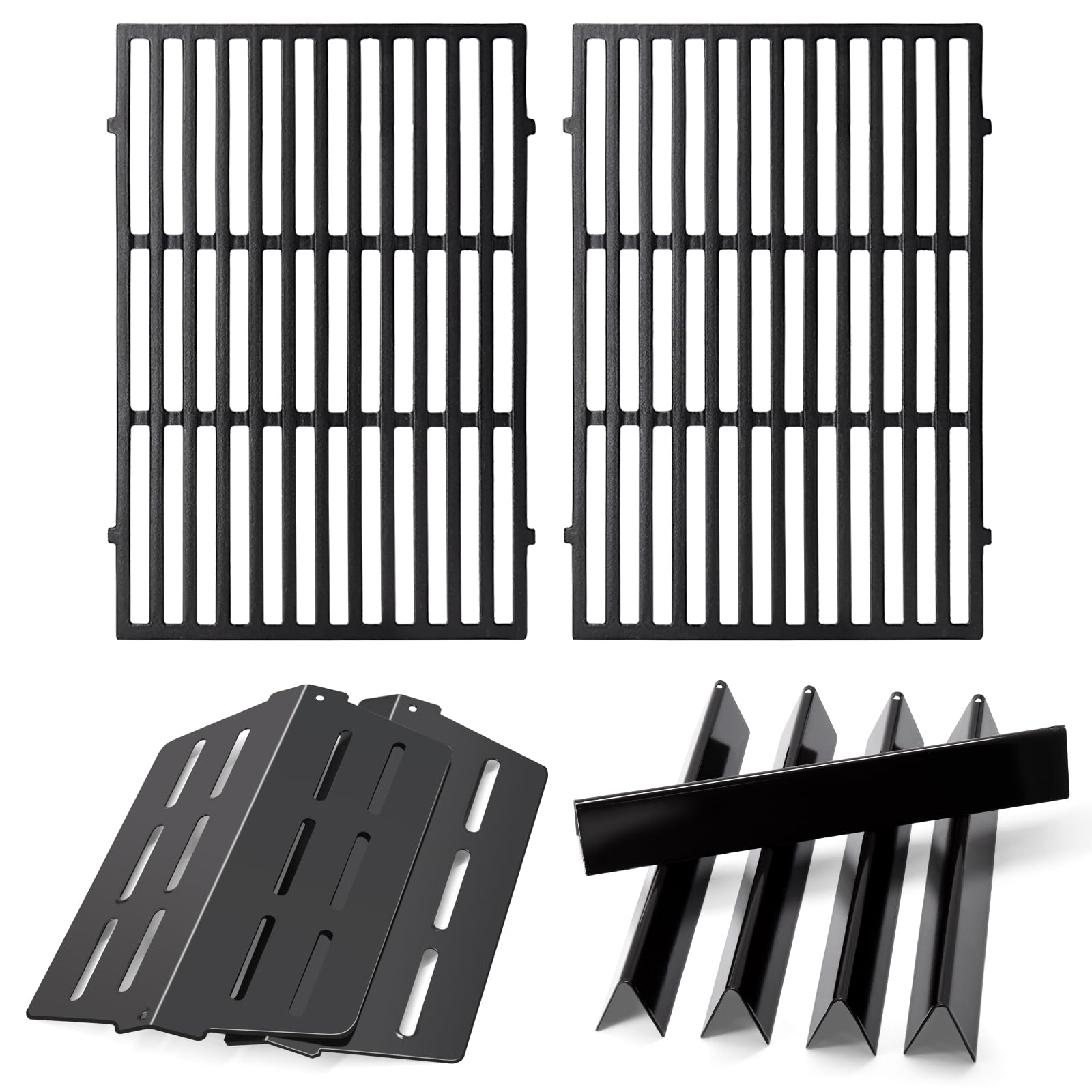 Grill Parts Replacement for Weber Genesis 300 Series E310 E320 E330 S310 S320 S330 EP310 EP320 EP330 with Front Control, 7524 Grill Grates 7620 Flavorizer Bars 65505 Heat Deflectors