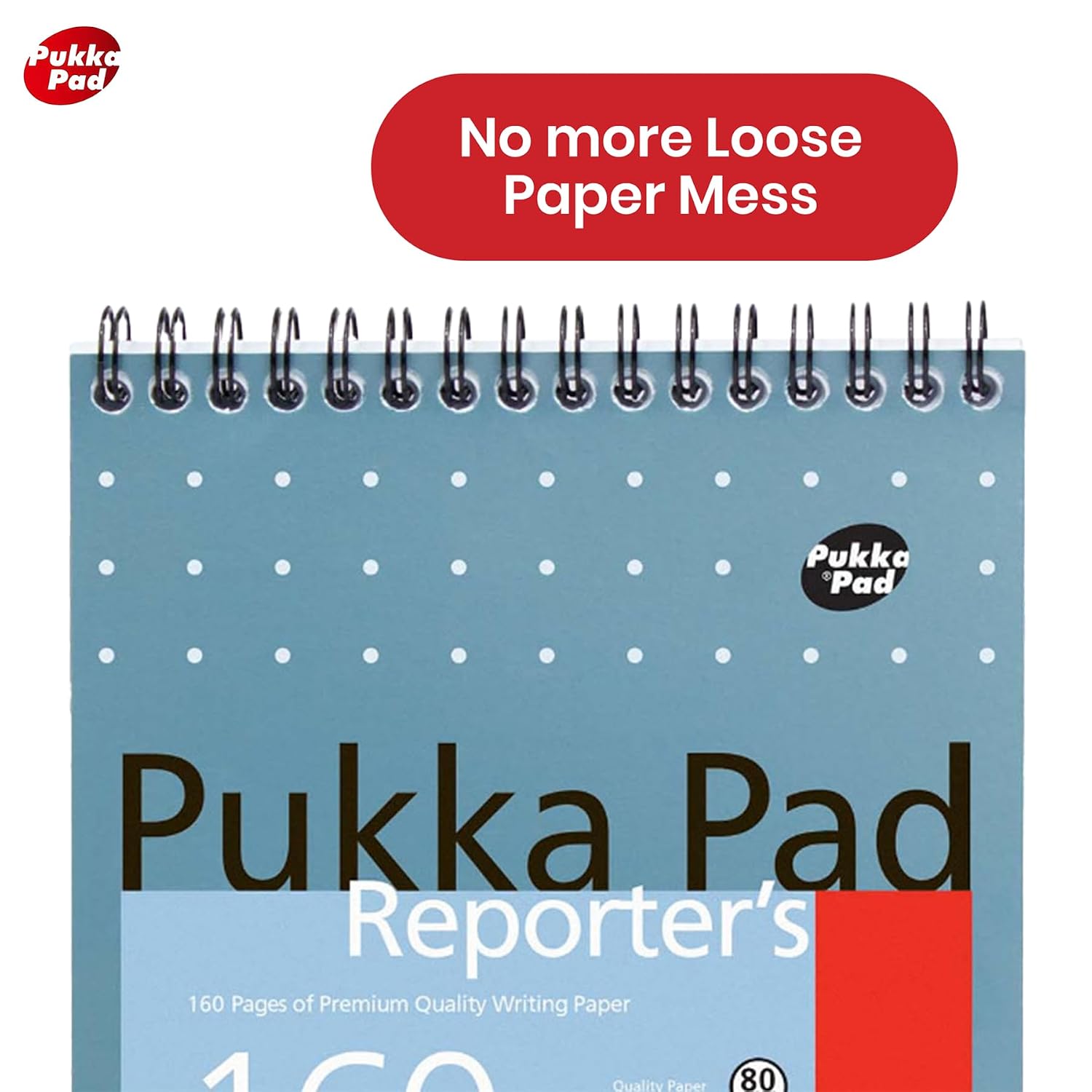 DLM Direct Pukka Pad Reporter's Notepad - Metallic Blue 80gsm Paper Notebook, 160 Pages College Ruled Writing Pad, Perforated Tear Out Sheets Note Pad for Office, School & Study Notes | Pack of 4