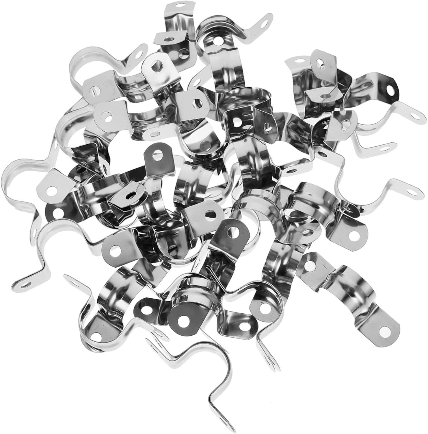 100pcs Stainless Steel Tube Clamps U-tube Strap Clamps for Pipe Repair Smooth Surface