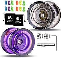 Vista 27 de MAGICYOYO K2 - Yoyo de plástico profesional sensible para niños principiantes, extra no sensible, rodamiento yoyo, yoyo de trucos para adultos + 12