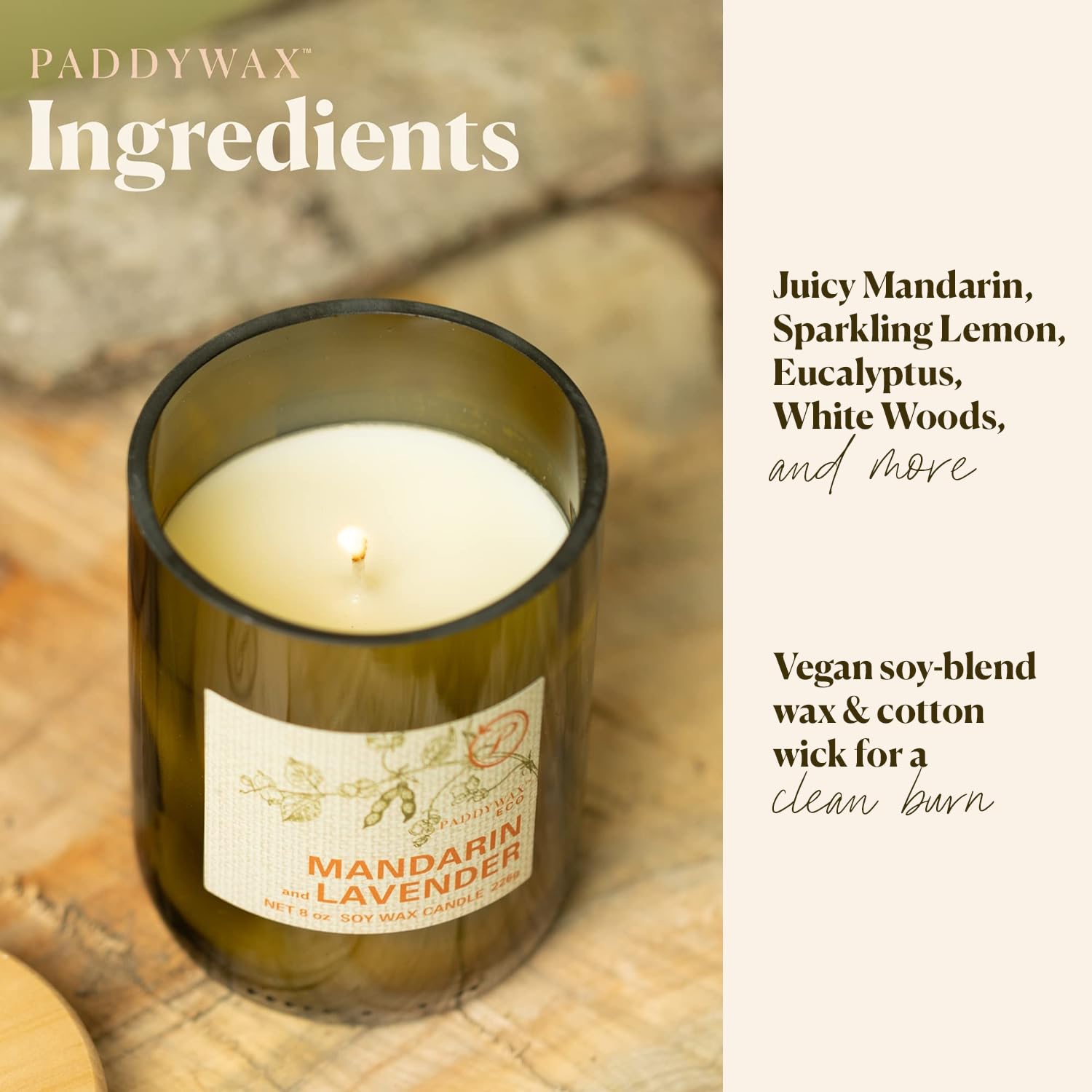 Paddywax Glass Eco Green Mandarin Lavender Candle, Green, 8-ounce - Image 2